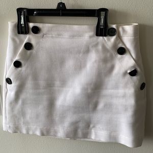 Banana Republic | Size 2P | Women's White Mini Skirt Black Buttons Lined Cotton